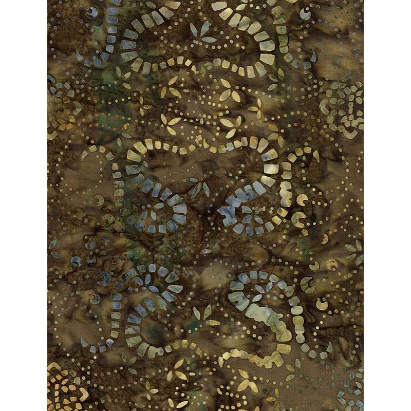Tonga Evening Sky Batiks Square Swirls Shadow Brown Timeless Treasures Cotton Fabric