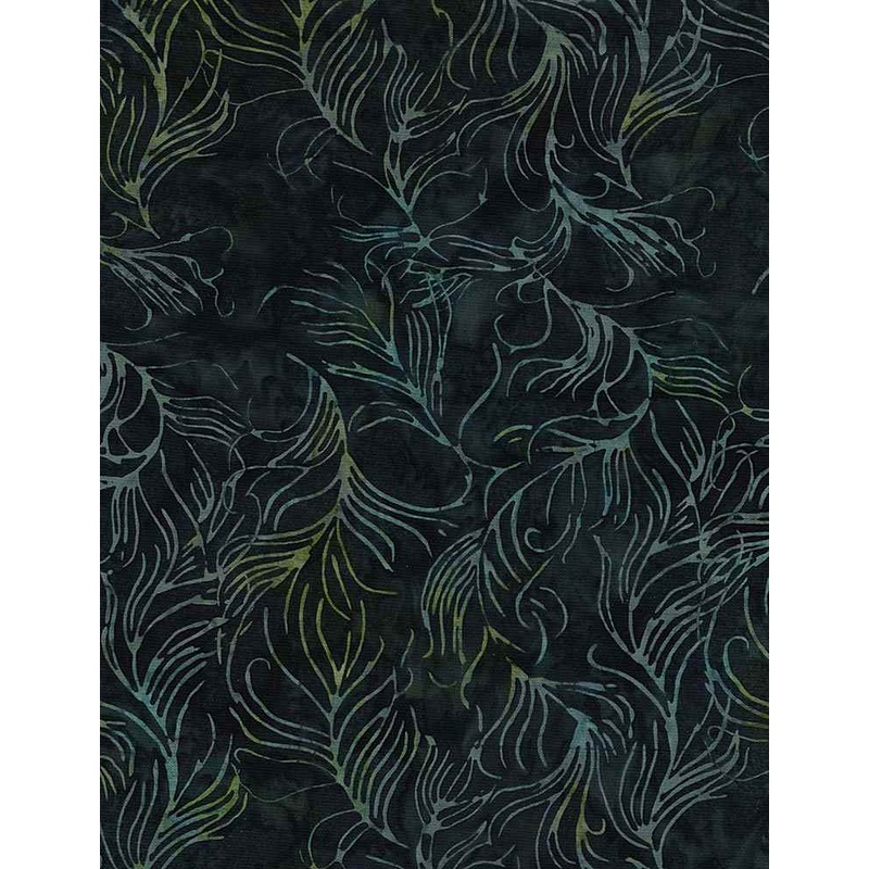 Tonga Evening Sky Batiks Swirly Palm Leaves Twilight Black Timeless Treasures Batik Cotton Fabric