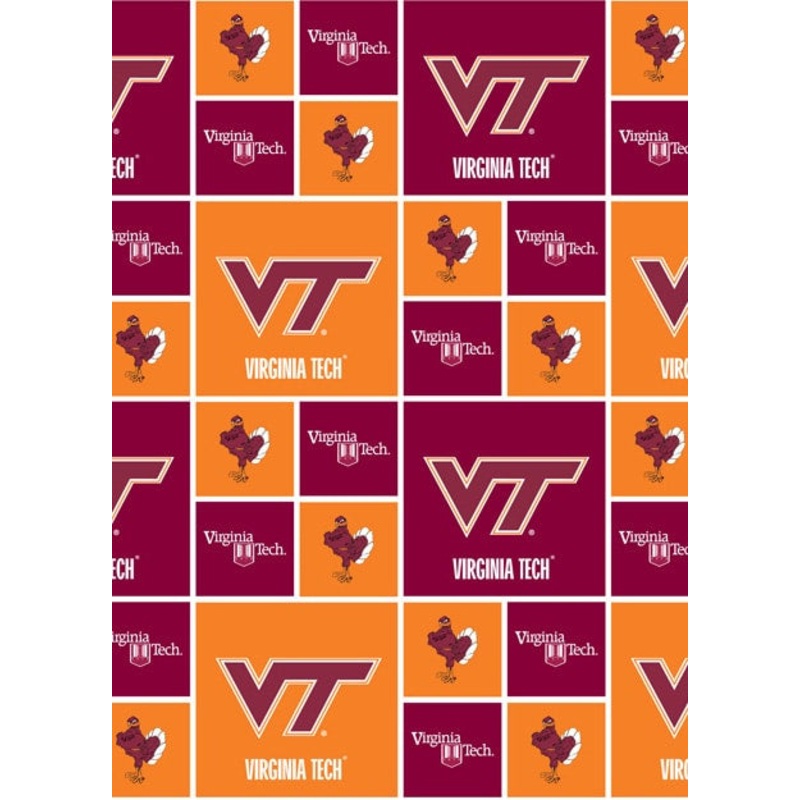 Virginia Tech Hokies NCAA College VT Box Sykel Cotton Fabric VT-020