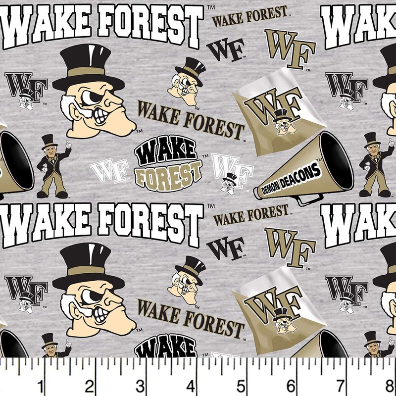 Wake Forest Deacons NCAA Collegiate Mascot Gray Sykel Cotton Fabric