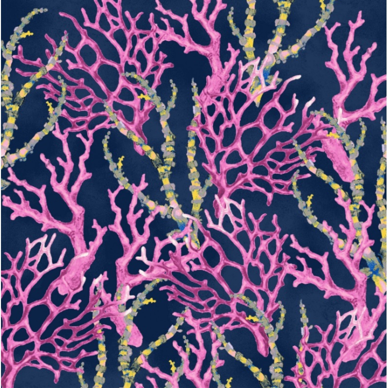 Windham Fabric Coral Reef Magenta Seahorses Cotton Fabric