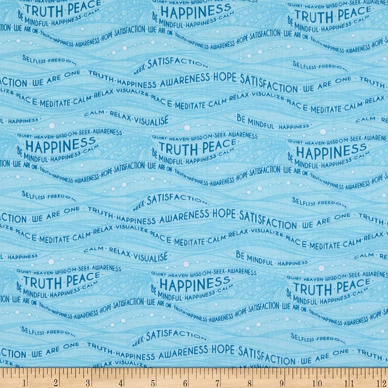 Be Mindful Inspirational Religious Words Blue Spa Windham Cotton Fabric