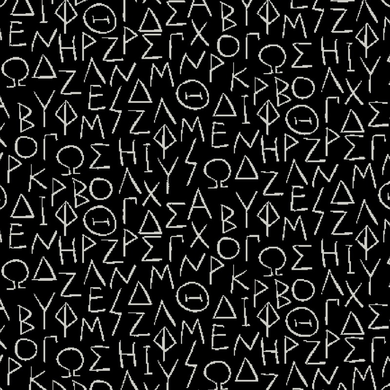 Greek Alphabet Scientific Symbols White Black Ink Letters Inkwell Windham Cotton Fabric