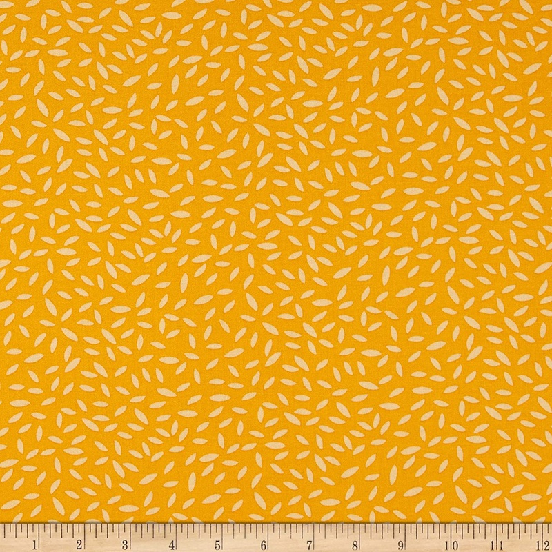 Kenzie Sprinkled Leaves Marigold Whistler Studios Windham Cotton Fabric