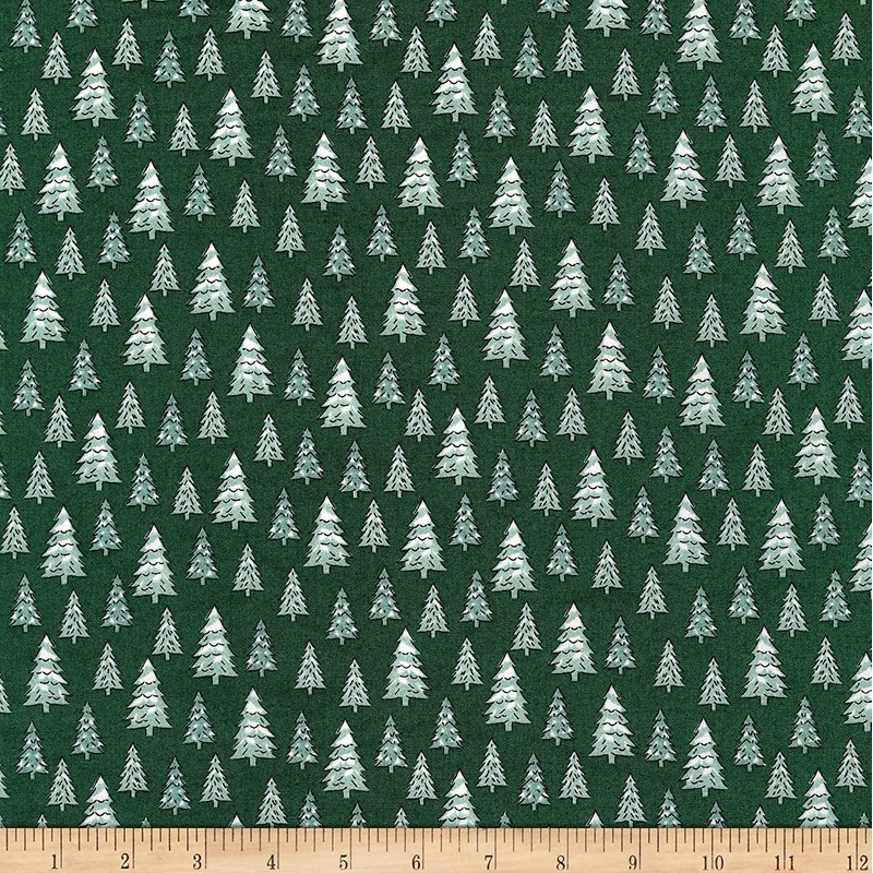 Lumber Jack and Jane Green Pine Tree Whistler Studios Windham Cotton Fabric