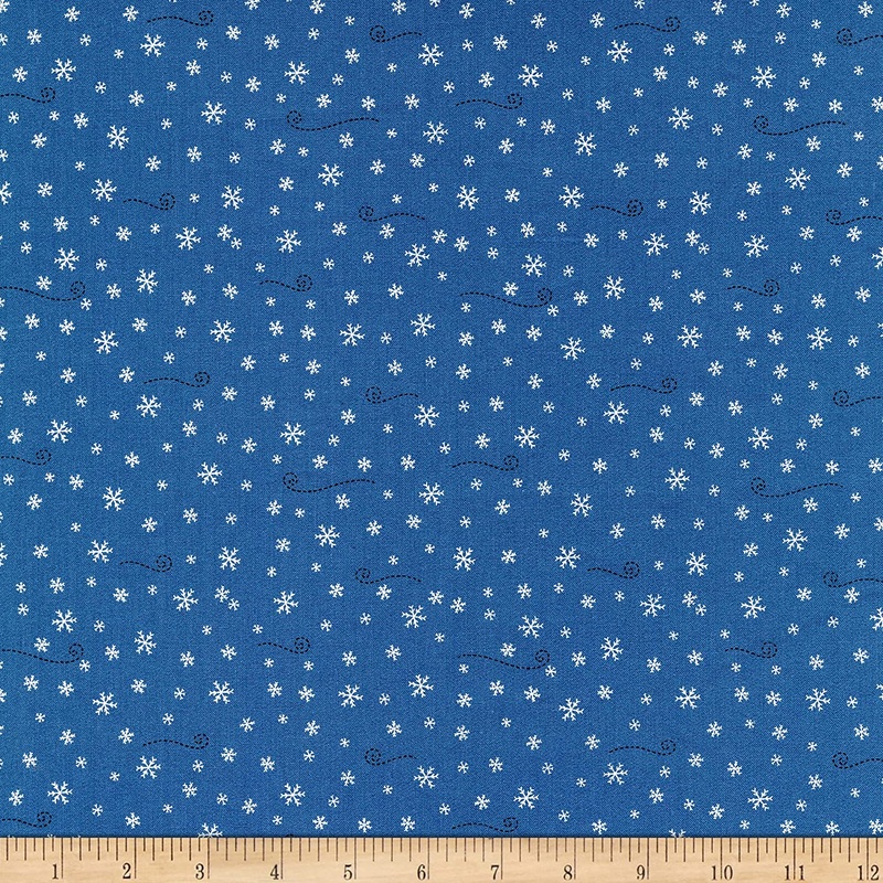 Lumber Jack and Jane Snowflakes Scroll Blue Whistler Studios Windham Cotton Fabric