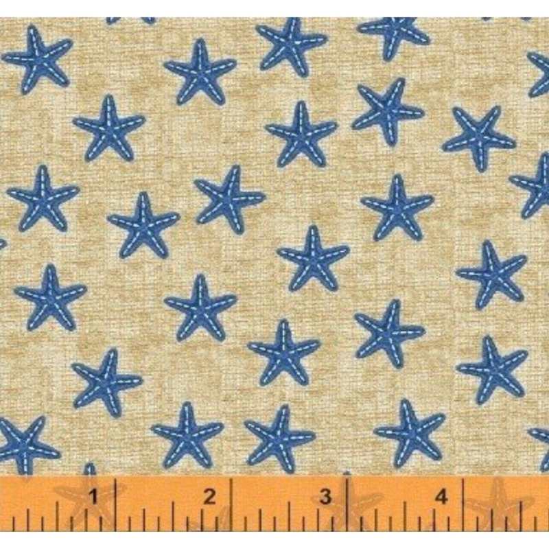 Shoreline Starfish Tossed Beige Whistler Studio Windham Cotton Fabric