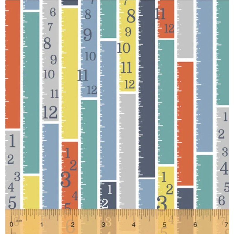 Tool Time Measuring Tape Yard Stick DYI White Whistler Studios Windham Cotton Fabric