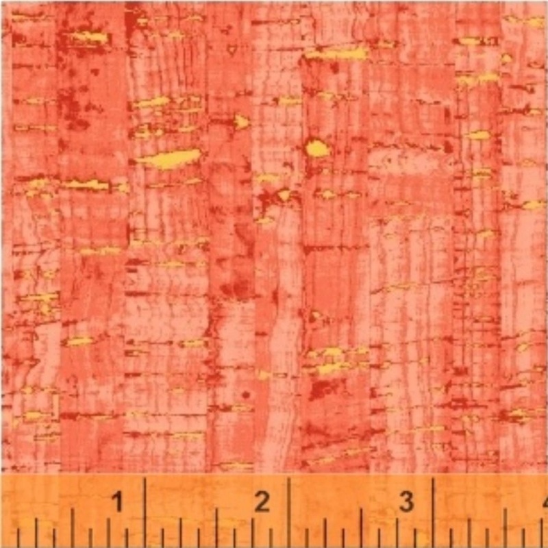 Uncorked Coral Orange Metallic Thread Windham Cotton Fabric