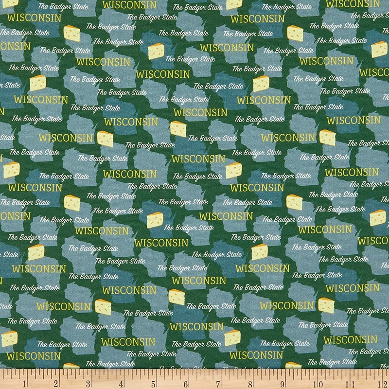 Wisconsin State Pride Wisconsin Green Yellow Whistler Studios Windham Cotton Fabric