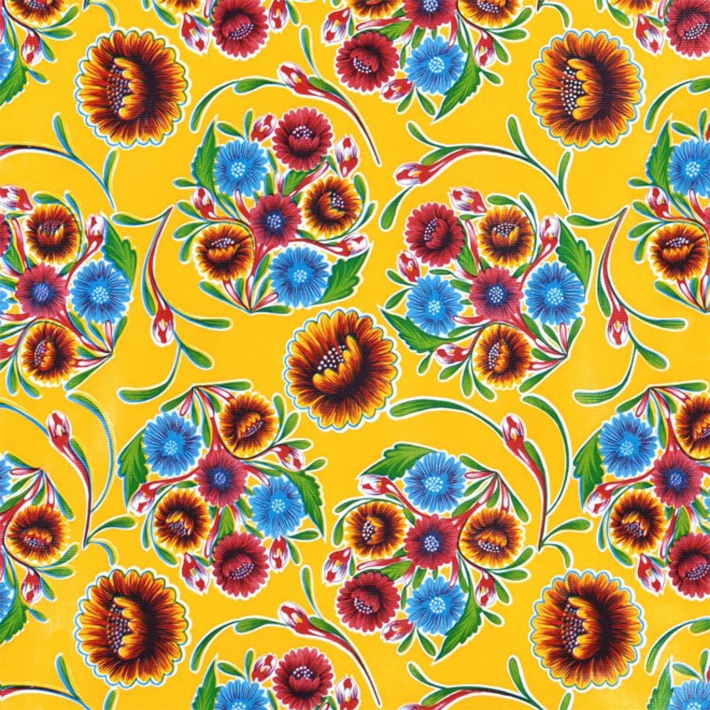 Yellow Bloom Oilcloth Fabric
