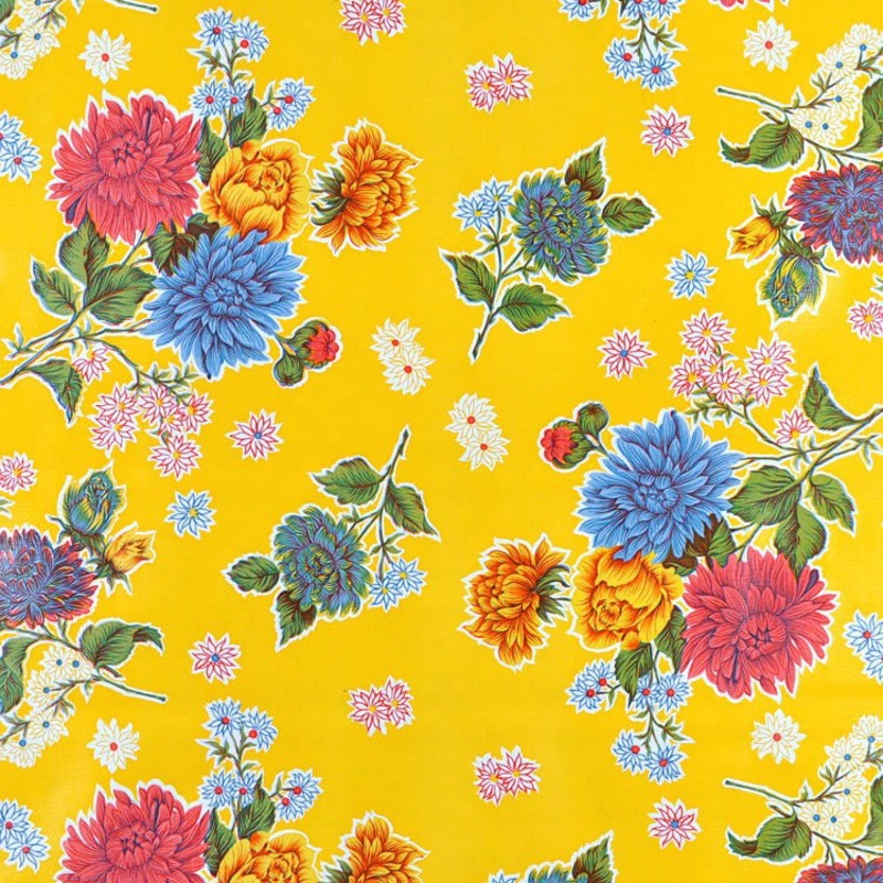 Yellow Mums Oilcloth Fabric