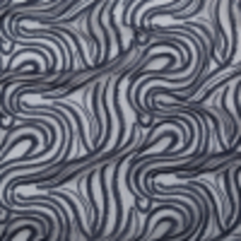 Abstract Embroidered Tulle - Metallic Navy Blue