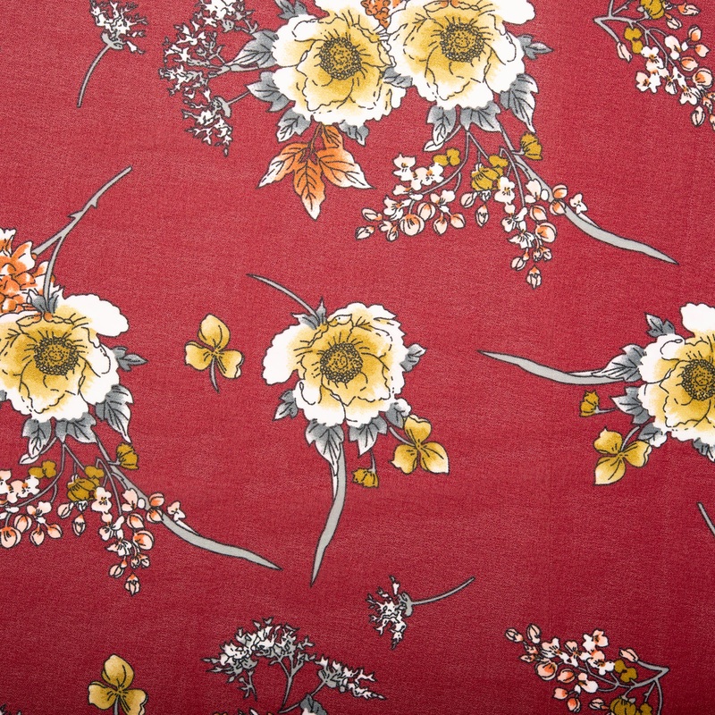 Assorted Polyester Print - Flowers - Red / Yellow