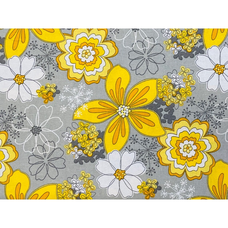 $5/yard  $35/8 yard BOLT Gray with Yellow & White Flowers