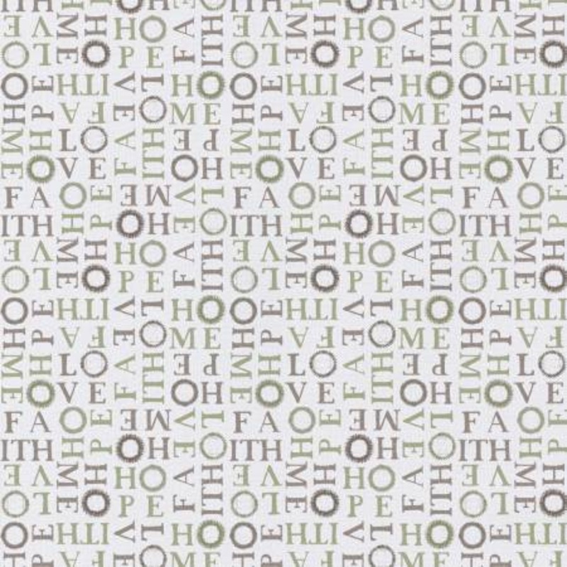 $5/yard $35/BOLT Faith Hope Love Words on White