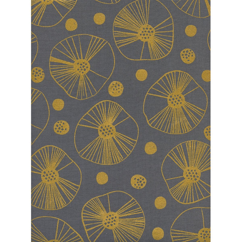 Cotton + Steel Black and White Mazu Gold Unbleached Cotton Metallic