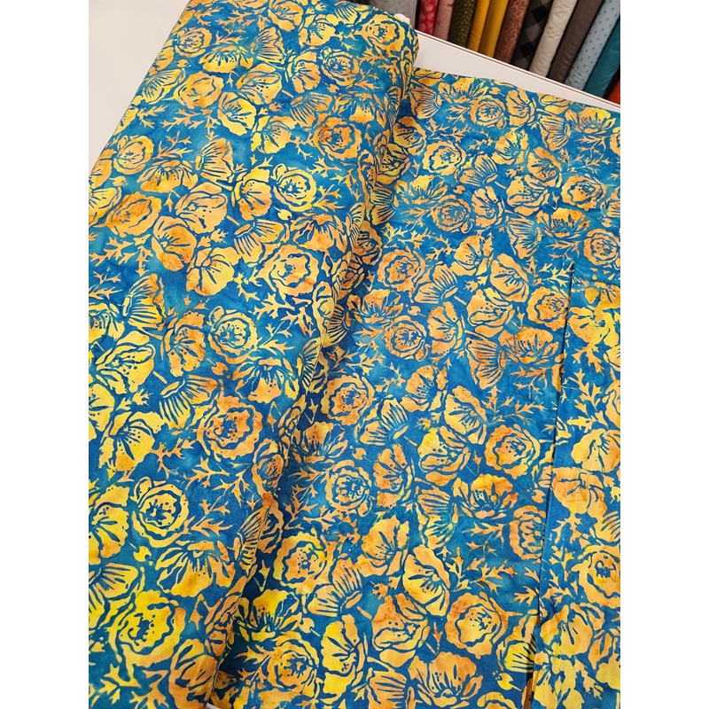 Batik Yellow/Blue Flowers