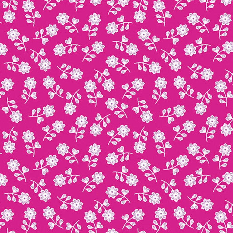 Benartex Bloom Toss Tonal Raspberry Blooming Denim 13282-24