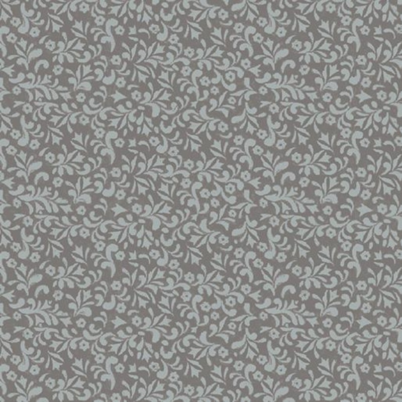 Benartex River's End Floral Scroll Grey Christmas Flowers 6280-13