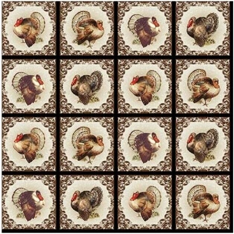 Benartex Turkey Time Squares Natl Multi 13102-70