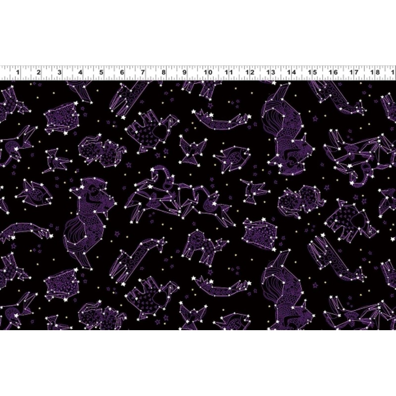Clothworks Celestial Magic Tonal Black Y3165-3