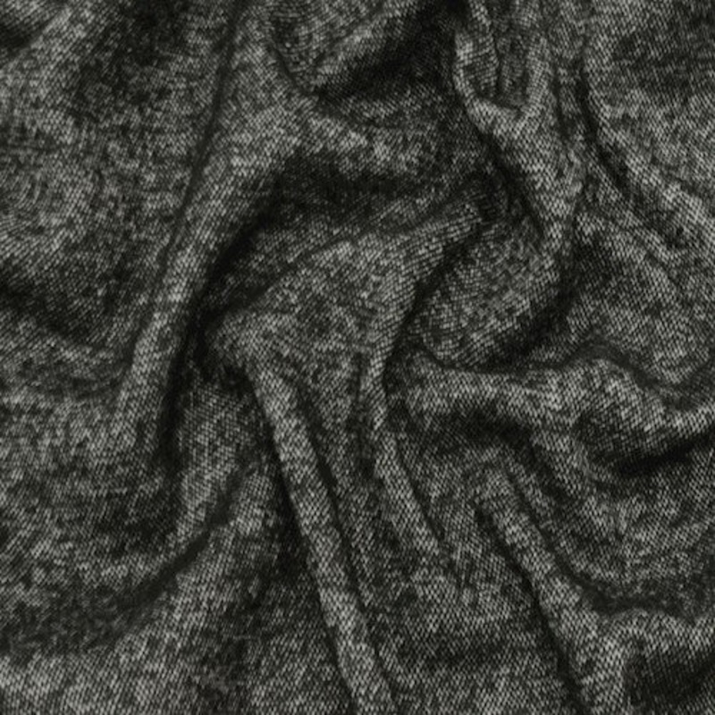 Black/White Texture Wool Blend Double Knit Jacketing Fabric