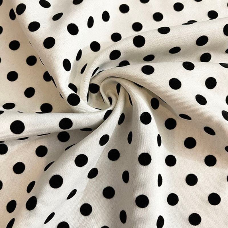 White Polka Dot Scuba Knit Fabric