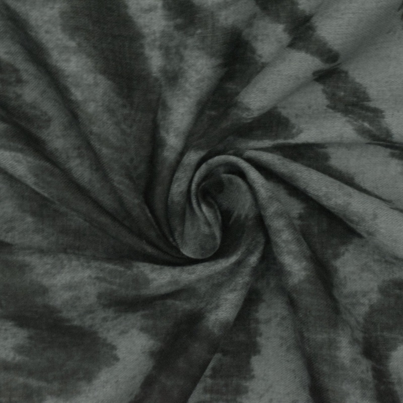 Ash Gray-Off-Black Tiger Printed Cotton Lawn Woven Fabric