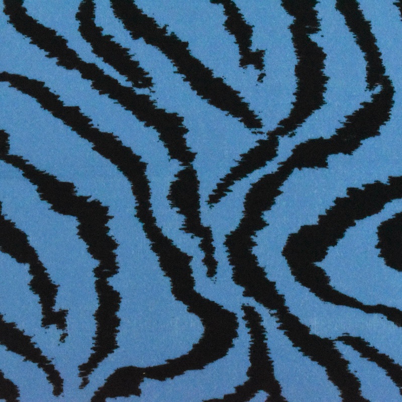 Winter Blue-Navy Famous Designer Ikat Zebra Printed Crepe Faille Fabric