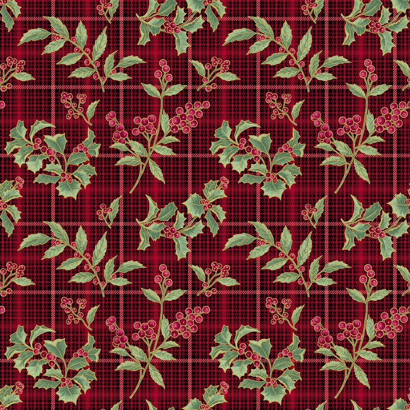 A Festive Medley 13185M-10 Holly and Plaid Red