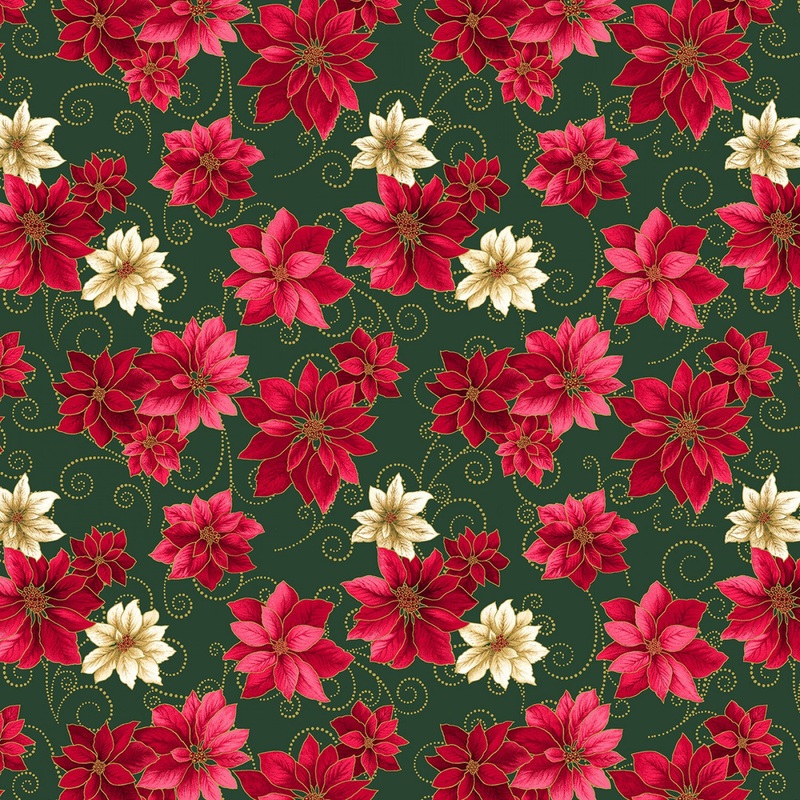 A Festive Medley 13186M-41 Poinsettia Scroll Green/Red