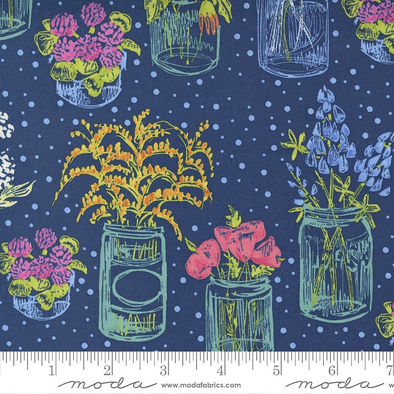 Wild Blossoms 48734-25 Navy Canning Jars