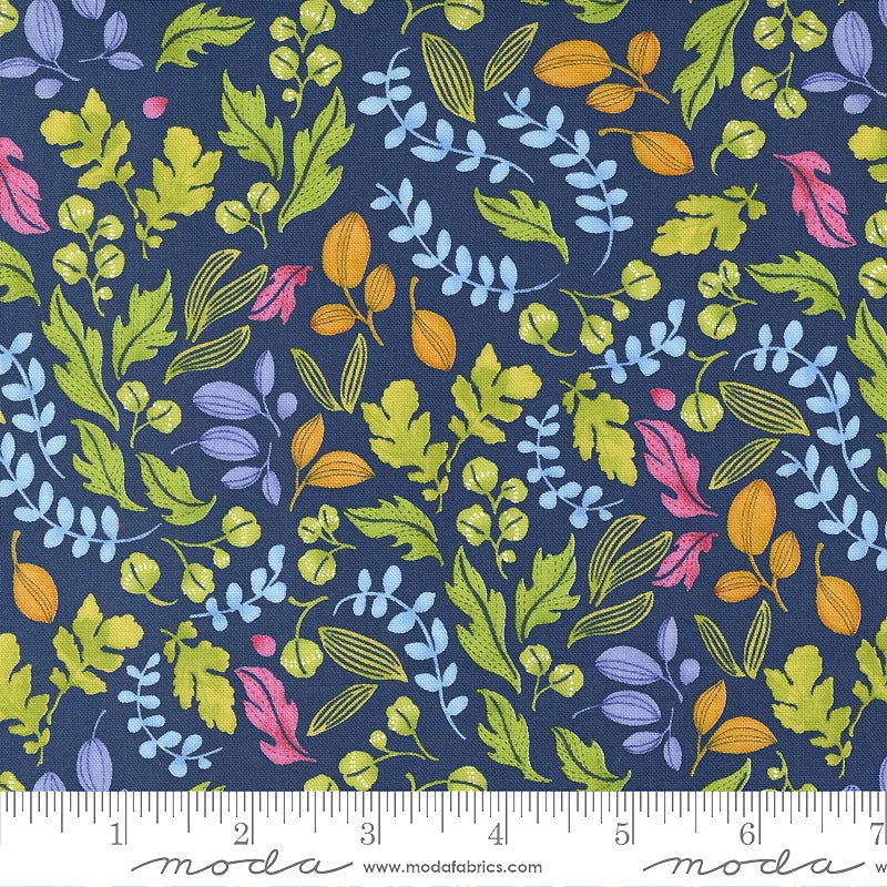 Wild Blossoms 48736-25 Navy Leafy World