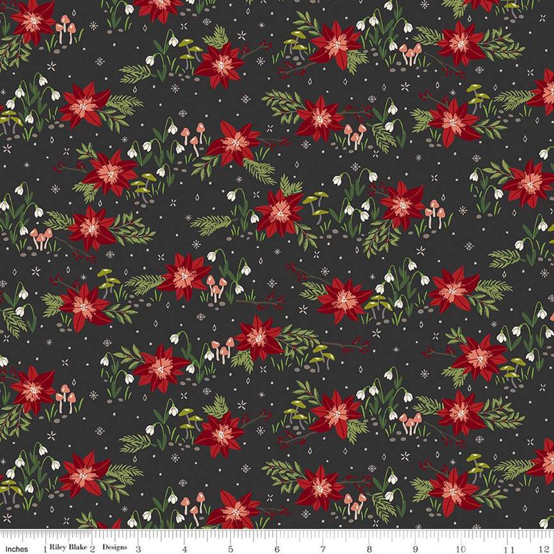 Yuletide Forest C13541-CHARCOAL Floral